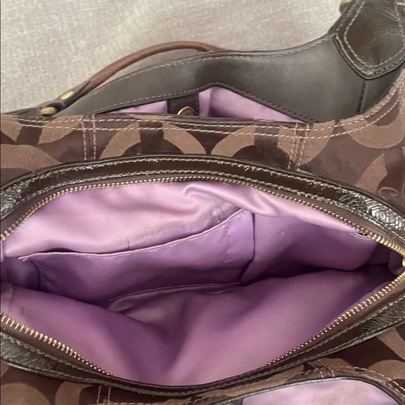 Coach Maggie Madison Op Art Brown Shoulder Bag - Picture 8 of 13